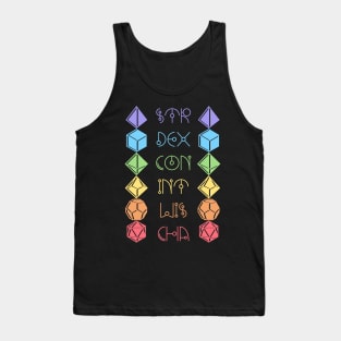 Character Abilities Dice Rainbow Tank Top